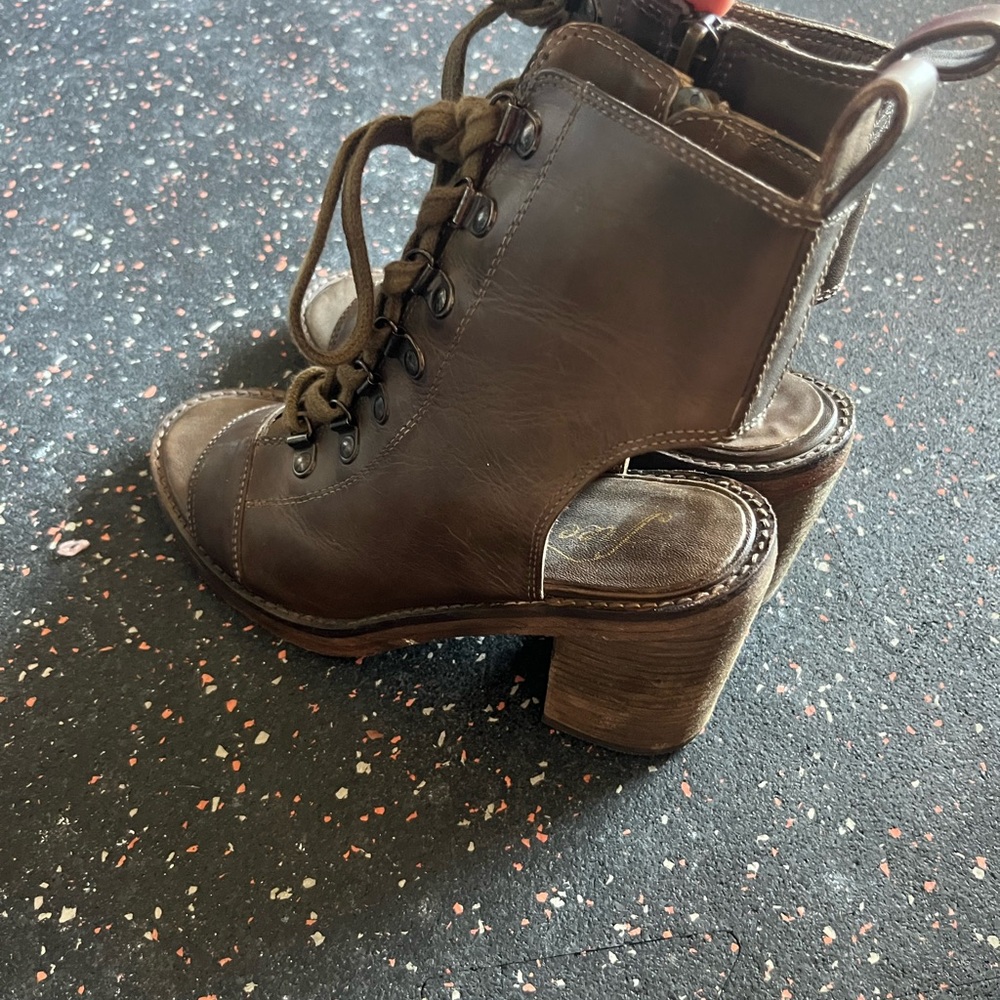 Free People Dark Brown Lace-Up Boots